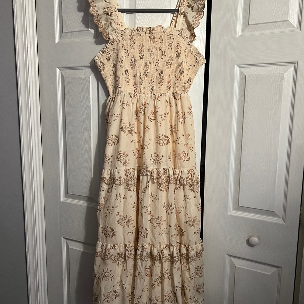Haute Hippie Cream Tan Maxi Sundress Sleeveless